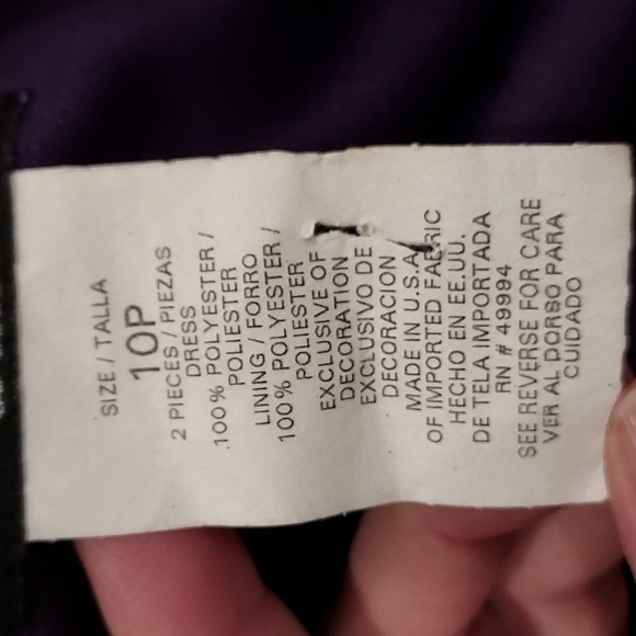 R & M Richards Petite Purple Sleeveless Beaded Bodice Fully Lined Dress Size 10P - Picture 10 of 11